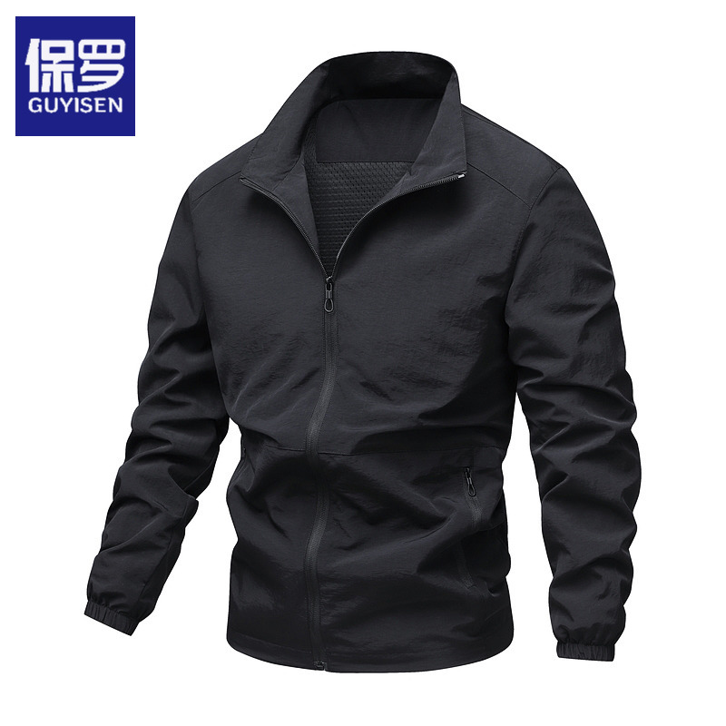 Paul Men's Spring and Autumn 2025 Jacket Stand Collar Workwear Windproof Outdoor Sports Casual Fashion Durable