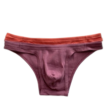 Mens triangular U-shaped mid-low waist bikini cotton briefs threaded breathable summer narrow-edged comfortable underwear