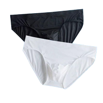 Summer new mens ice silk briefs thin comfortable breathable translucent pants skin-friendly durable and comfortable underwear