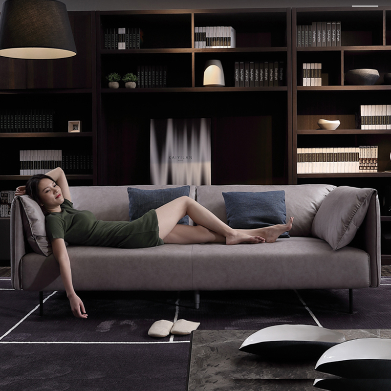 Italian luxury office sofa minimalist boss Business leather styling guest VIP room small trio combination