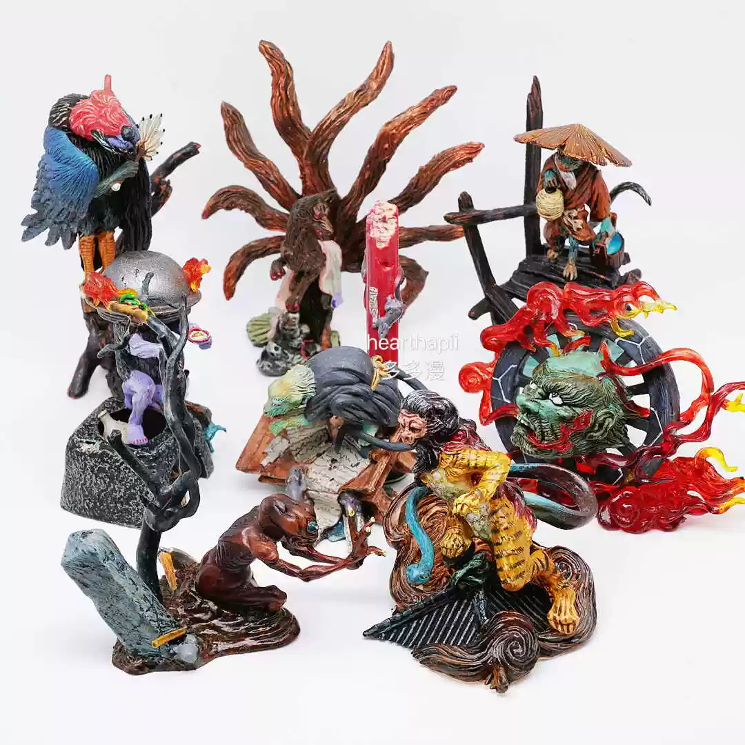 海洋堂百鬼夜行日本妖怪第2彈彩色版場景模型天狗河童現貨