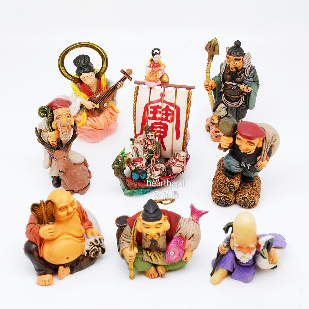 海洋堂日本七福神根付扭蛋模型寶船布袋和尚惠比壽現貨-淘寶Taobao | 天