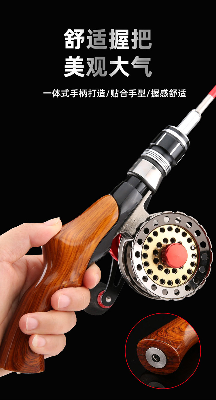 Ice удочкой 实木冰钓竿套装海杆特价超短鱼竿冬钓竿插接软尾筏竿实心钓鱼竿