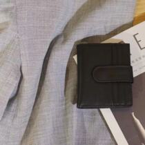 Floral outside full tree paste Head layer Cow Leather Wallet Design Brief about short wallet Men and women genuine leather money clip 80072 black