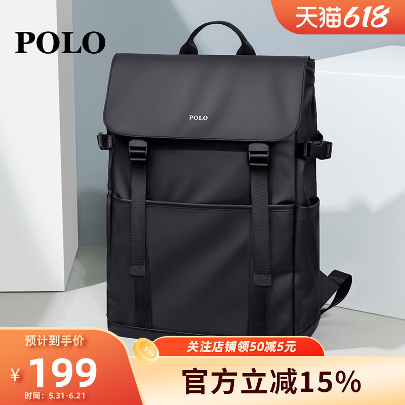 Polo School Bag Backpack for Male College Students, Suitable for Commuting to Class, Large Capacity, Casual Computer Bag, Stylish 15.6inch Backpack