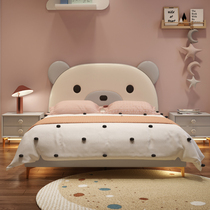 Nordic childrens bed Boy single bed Light luxury modern simple leather bed furniture Childrens bed Girl princess bed