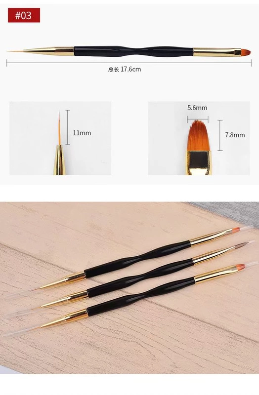 Dụng cụ làm móng đôi đầu vẽ cọ bút quang trị liệu khắc bút vẽ dây bút kim loại bút bút bút đồng ống bút