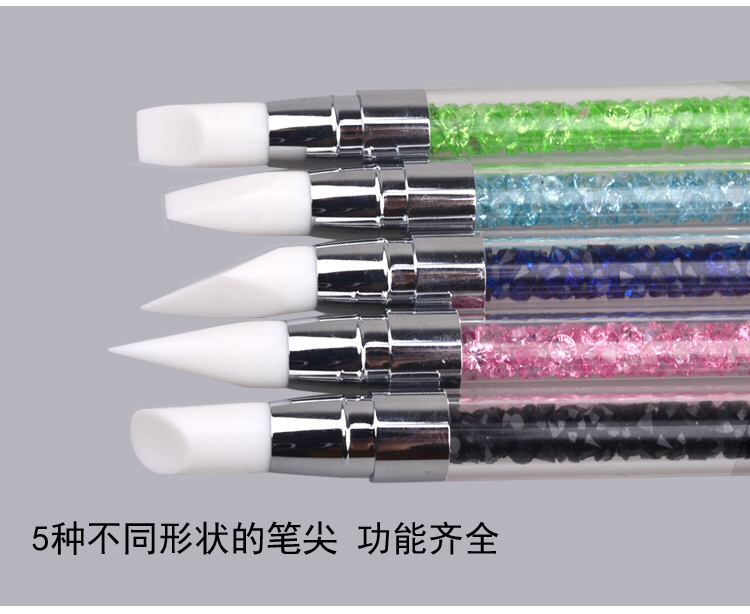 Công Cụ Nail Hollow Khắc Bút Nhựa Head Đúp Khoan Ống Mềm Silicone Bút Khắc Bút Gương Hồng Pha Lê Dập Nổi Bút đồ làm móng