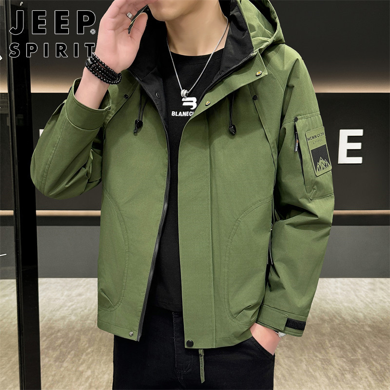 Jeep Jeep Hooded Jacket Men's Spring and Autumn 2026 New Workwear Large Size Classy Casual Men's Jacket