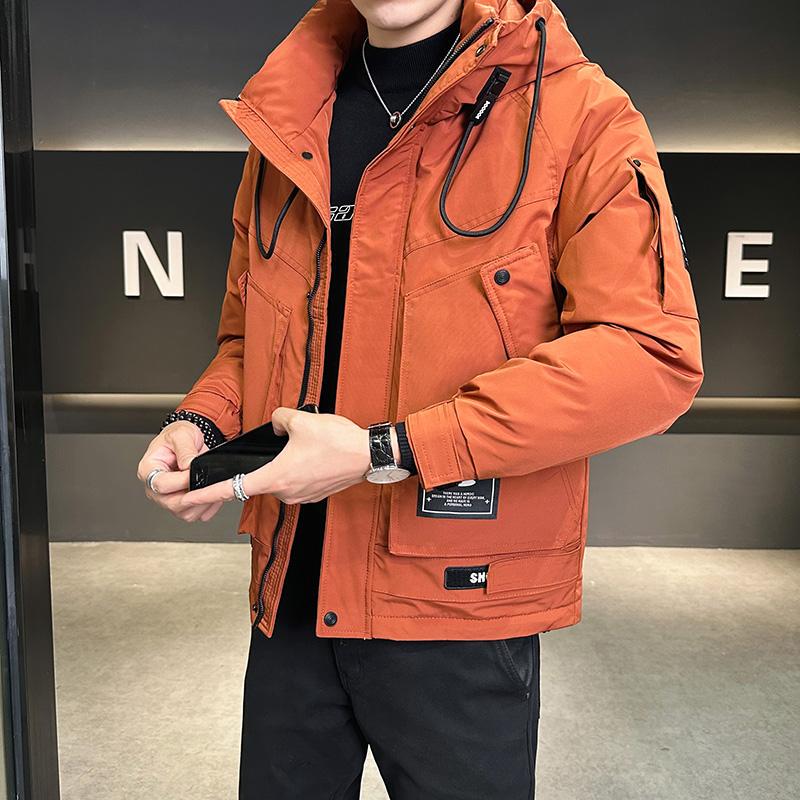 Jeep Hooded down Jacket for Men, Winter Thickened White Duck down Cold-Proof Coat, High-End Casual Men's Workwear Outdoor Jacket