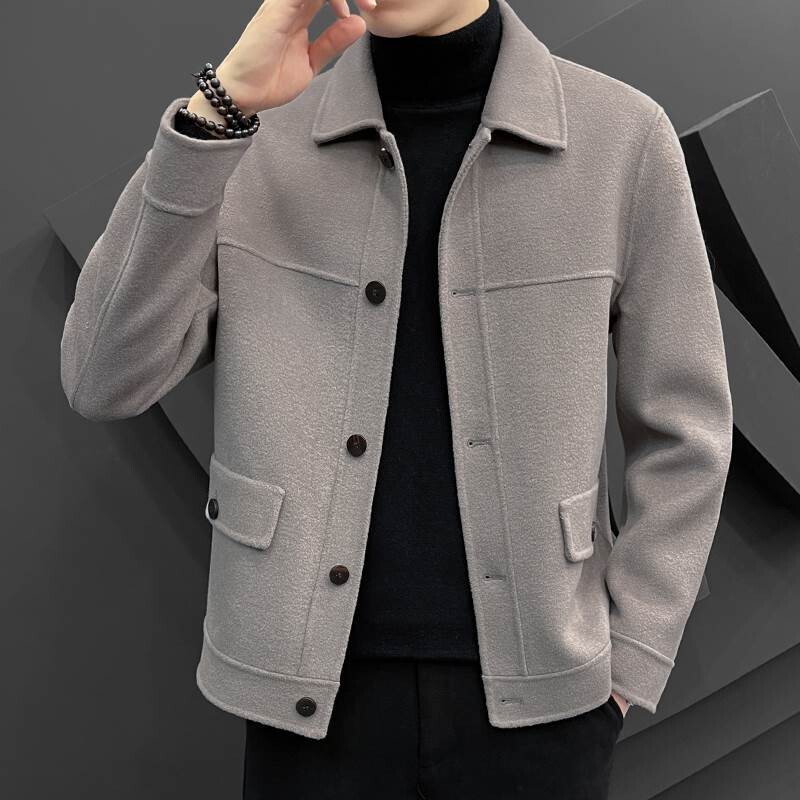 Jeep Jeep Double-Sided Wool Outwear Men's Short Winter New Slim Fit Woolen Outwear British Style Jacket for Men