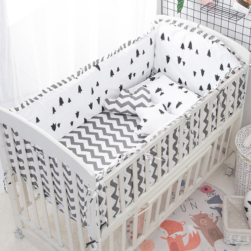 Crib bed fence anti-collision kit children's splicing bed bed fence soft pack four piece set cotton summer bedding