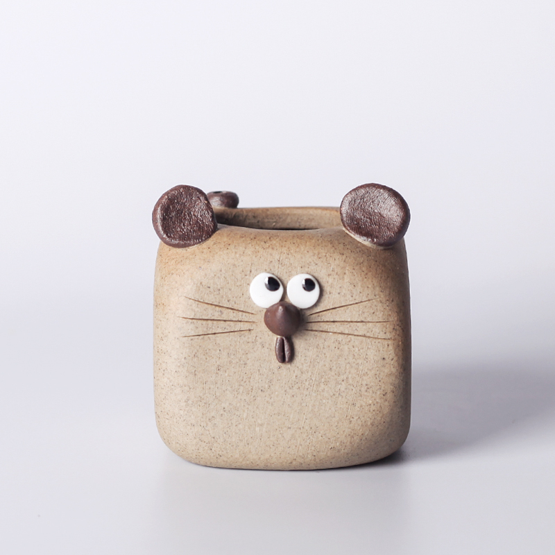 Green Brick House Home 12 Zodiac Handmade Ceramic Small Ornaments Cute Decoration Succulent Flower Pot Pen Holder Gift