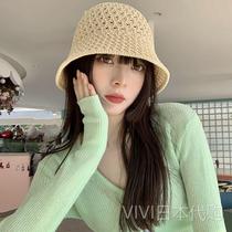Japan JULIPET Japanese simple knitted fisherman hat womens summer thin breathable basin hat wild bucket hat ins tide