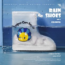 Japanese childrens rain boots cover waterproof cover non-slip Boys and Girls Primary School students thick wear-resistant shoe cover transparent rain shoe cover