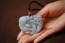(mountaineering visit friends)Natural Myanmar jade A goods spring with color carved landscape baby lock pendant a boutique