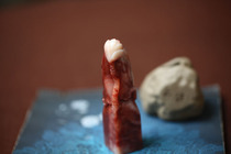 (Lotus flower)Natural Shoushan stone jade handmade pretty color carved bone seal ornament a special