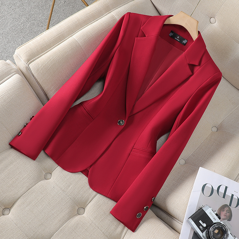 Red Blazer for Women 2025 Autumn and Winter New Style Petite Elegant Slim Professional Suit This Year's Trendy Top