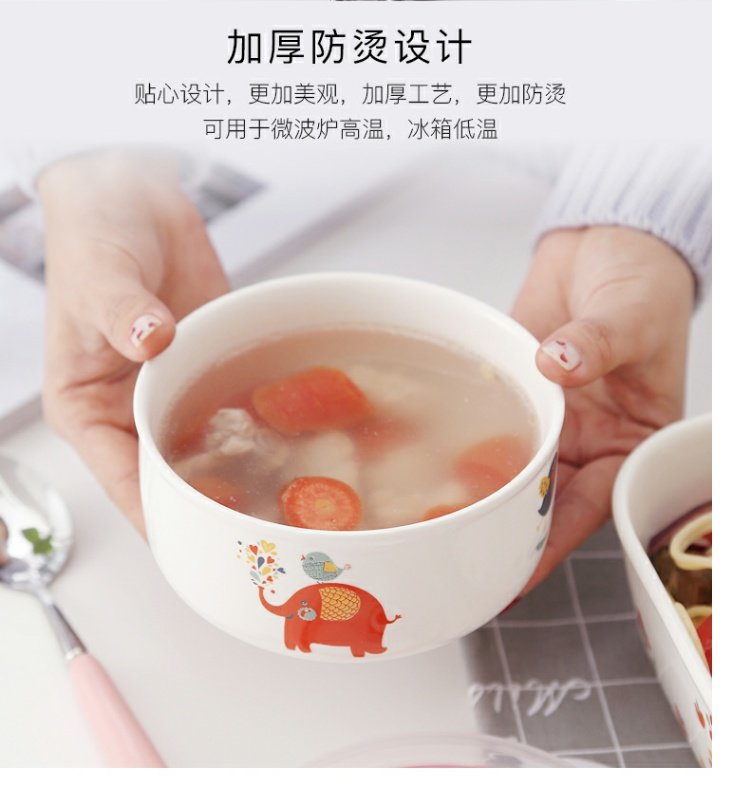 Bát sứ tươi bát sứ có nắp lò vi sóng hộp ăn trưa ký túc xá bát nhỏ dễ thương bát sinh viên có thể lò vi sóng - Hộp cơm điện sưởi ấm 	hộp cơm điện bear inox 304 dfh-s2017	
