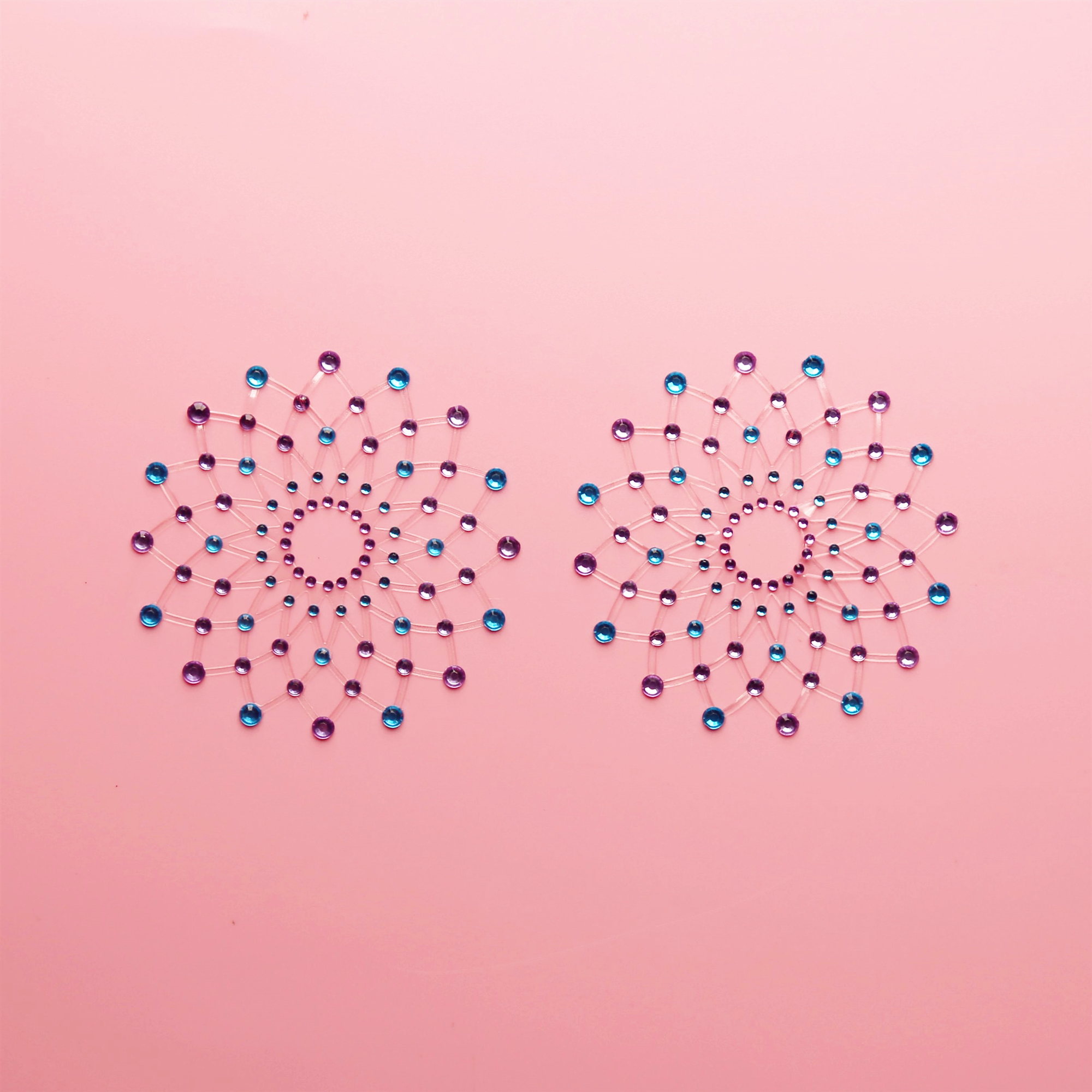 Romantic Fireworks~Blue and Purple Diamond Breast Patches Small Particle Breast Patches Areola Patches Sexy Hollow Nipple Patches