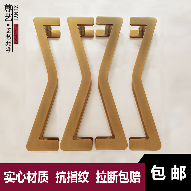 Antique large door handle modern minimalist glass door ancient bronze door handle hotel villa wooden door aluminum alloy solid