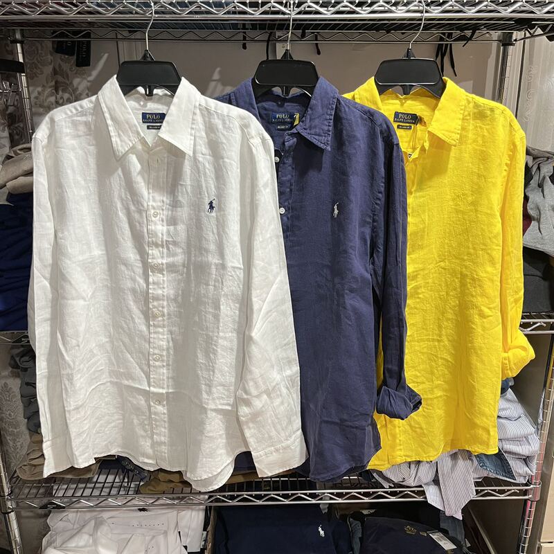 【Wenwen in Canada】Women's Ralph Lauren Small Logo Casual Linen Long-Sleeve Shirt