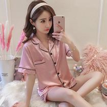 Pajamas Large Code Woman Summer Ice Wire Short sleeve Han Edition Silk Silk Sweet Cute and Extra Home Clothes