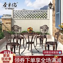 Garden table and chair outdoor cast aluminum table and chair European balcony table and chair three-piece set Iron kit terrace table and chair combination