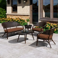 [Длинный диван]+два [одиночный диван]+[Большой журнальный столик]+[маленький журнальный столик] с подушкой