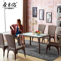 Mirren ngoài trời ghế mây kết hợp đồ nội thất phòng chờ trong nhà bàn ghế sáu ghế kết hợp phòng khách hiện đại bàn ăn và ghế - Bàn ghế ngoài trời / sân bàn ghế ngoài trời nhập khẩu