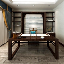 New Chinese Desk Solid Wood Computer Desk Zen book room furniture combination Custom modern minimalist with drawer writing desk