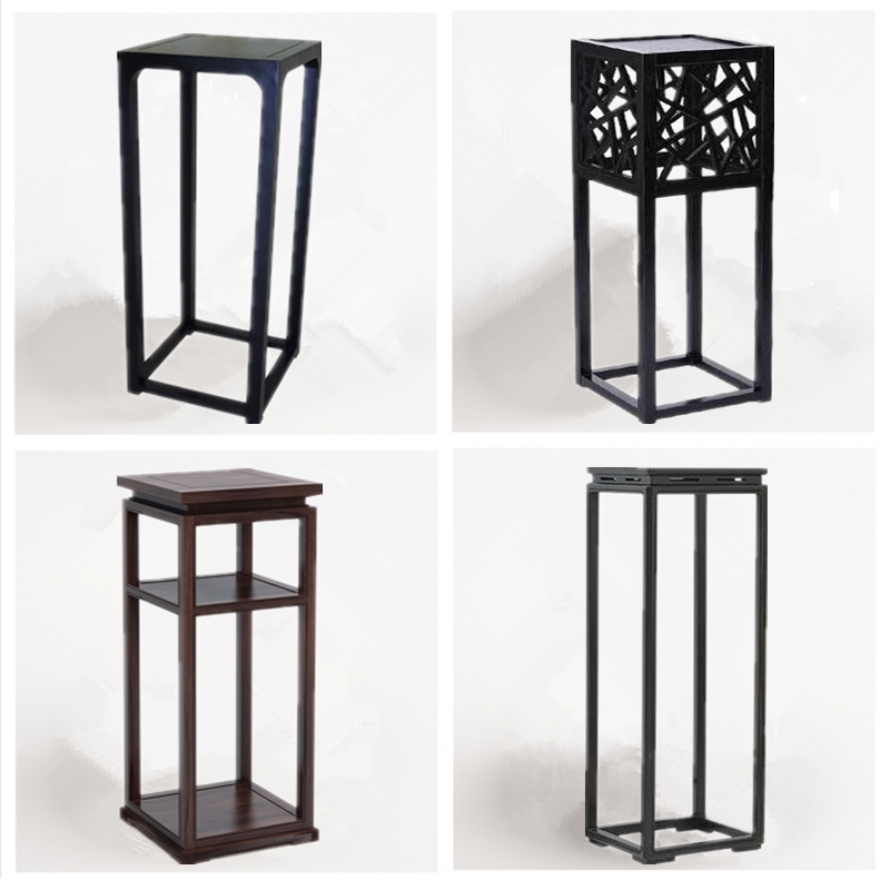 New Chinese style flower rack solid wood shelf Zen living room flowers a few sides a few Chinese style model room custom furniture