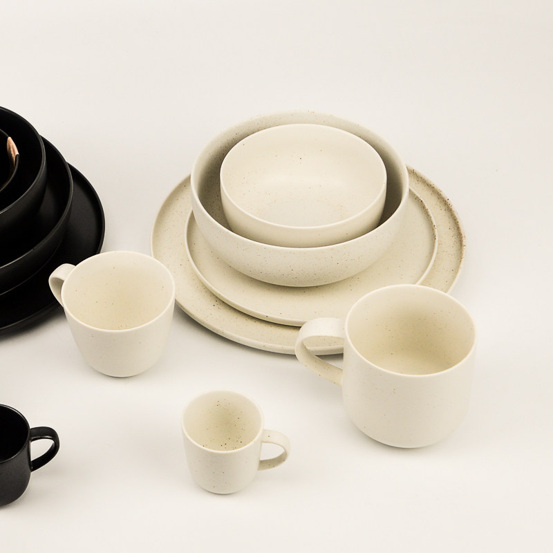 (White) German ASA solid color ceramic set home plate small dish mug exquisite practical combination