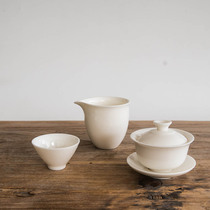 (Ceiling in Gaiwan) Dehua Mutton Jade Porcelain Sancai Cup Gaiwan Tea Ceiling Cup Lard White Chinese White