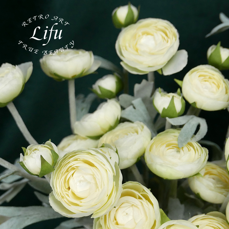 White peony dew lotus simulation flower plush flower single indoor decoration flower silk flower table flower arrangement