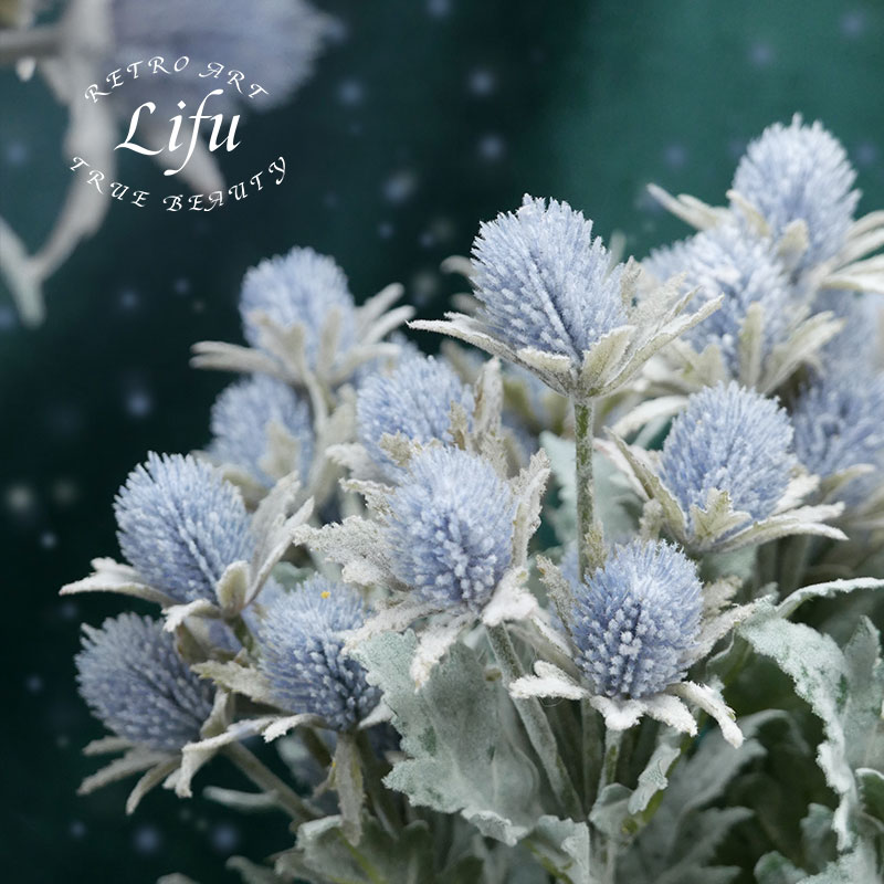 Flocking small thorn celery simulation flower fake flower planting wool silk silk flower indoor flower arrangement living room decorative flower shooting props