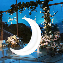 Outdoor luminous moon lamp garden design landscape decoration ornament hanging chair swing net red crescent solar lamp