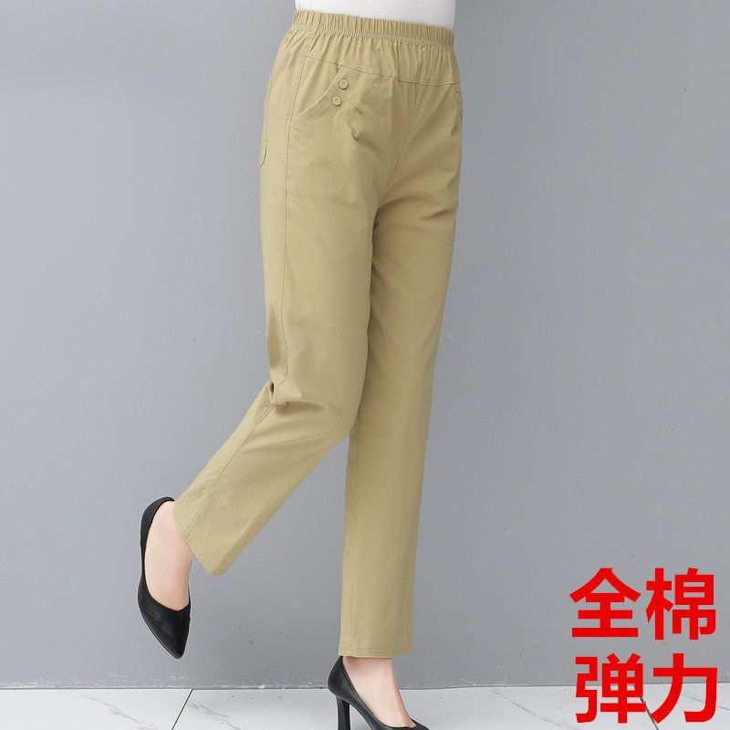 Mom 90% Pants Woman Summer Thin middle aged pants children High waist loose Summer clothing Straight-in-the-pants mid-aged women's pants