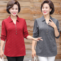 Middle-aged womens clothing autumn 40-50 years old long-sleeved loose cotton t-shirt shirt large size middle-aged fat mothers top