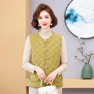 中老年秋冬加绒马甲妈妈装保暖背心奶奶坎肩老人内穿棉衣外套女装