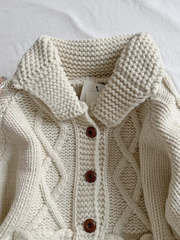 Spot Korean New Evenarnnet Eight-Milk Twist Sweater Cardigan Lazy Single-Breasted Thick Knitted Sweater