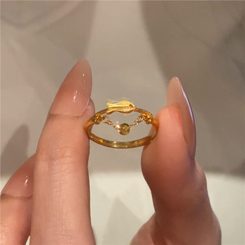 Golden fish ring for women 2026 new style exquisite temperament
