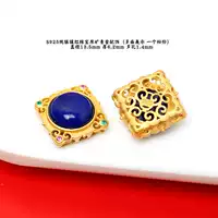 31 # серебряный полый квадрат, инкрустированный полукругом из лазурита