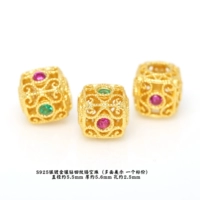 18# серебряные позолоченные бусины с бриллиантами диаметром 6 мм, полые бусины