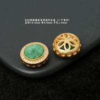 Серебро 925 пробы, инкрустация нефритом, круглая позолота.