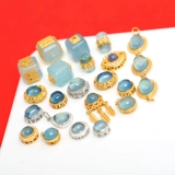 S925 старинное французское серебро, инкрустированное натуральным кристаллом аквамарина, сахарным кубиком, золотые аксессуары, браслеты ручной работы своими руками, разделенные подвеской из бисера