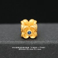 S01# комплект с голубыми бриллиантовыми бусинами-прокладками в форме цветка диаметром 4 мм со всех сторон.