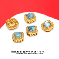 94# серебро, инкрустированный аквамарином, четырехлистным клевером