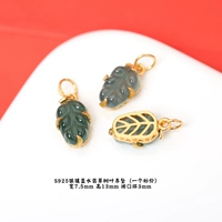 Серебряный кулон 81 # с инкрустацией в виде синего водного изумрудного листа