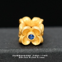 S03#, бусины-проставки в виде цветов из голубых бриллиантов диаметром 5,2 мм со всех сторон.